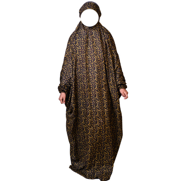 Floral Black Namaz Chadar – Full Coverage Prayer Wear