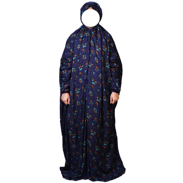 Blue Bouquet Namaz Chadar Linen– Full Coverage Prayer Wear