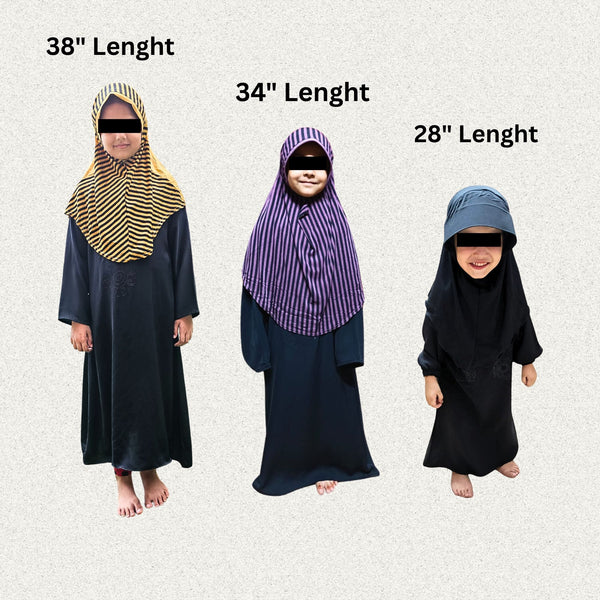Kids Black Abaya with Indonesian Scarf